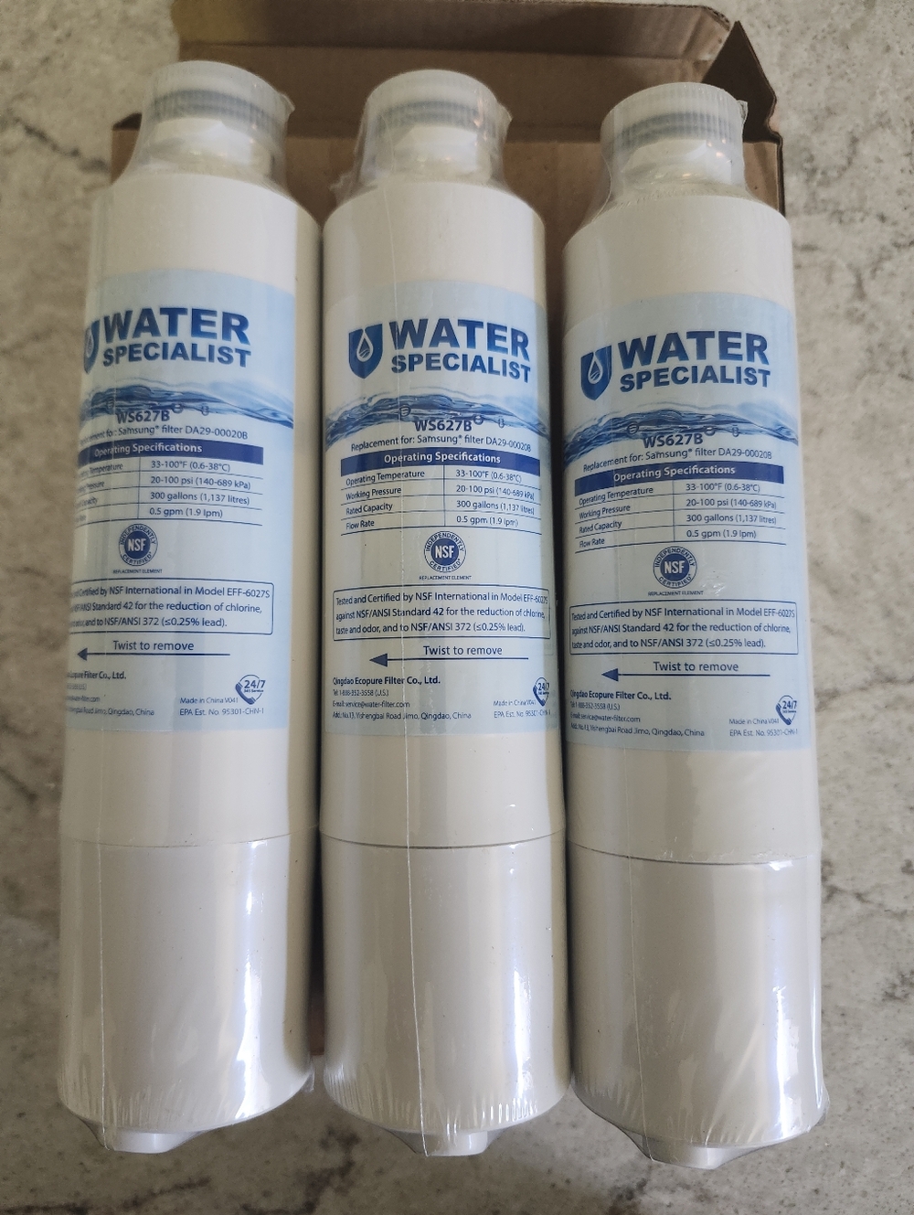 Water Specialist Refrigerator Water Filters WS627B DA29-00020B (Set of 3)